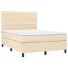 Boxspringbett mit Matratze Creme 140x190 cm Stoff