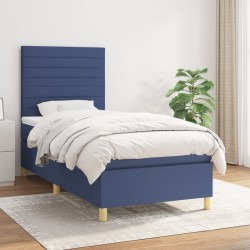 Boxspringbett mit Matratze Blau 90x200 cm Stoff