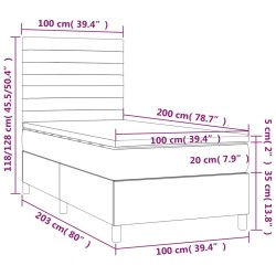 Boxspringbett mit Matratze Hellgrau 100x200 cm Stoff