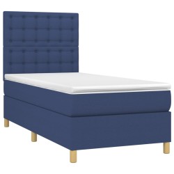 Boxspringbett mit Matratze Blau 90x190 cm Stoff