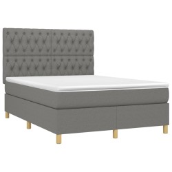 Boxspringbett mit Matratze Dunkelgrau 140x200 cm Stoff