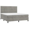 Boxspringbett mit Matratze Hellgrau 160x200 cm Samt