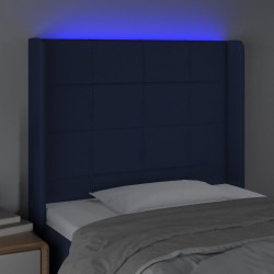 LED Kopfteil Blau 93x16x118/128 cm Stoff