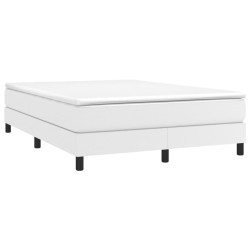 Boxspringbett mit Matratze Weiß 140x190 cm Kunstleder