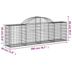 Gabionen mit Hochbogen 12 Stk. 200x30x60/80 cm Verzinktes Eisen