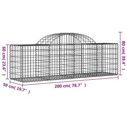 Gabionen mit Hochbogen 3 Stk. 200x50x60/80 cm Verzinktes Eisen