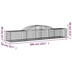 Gabionen mit Hochbogen 6 Stk. 300x50x40/60 cm Verzinktes Eisen