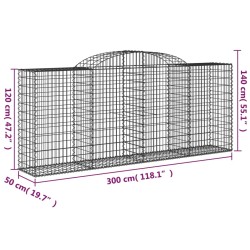 Gabionen mit Hochbogen 6 Stk. 300x50x120/140cm Verzinktes Eisen