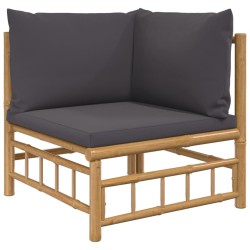 5-tlg. Garten-Lounge-Set mit Dunkelgrauen Kissen Bambus