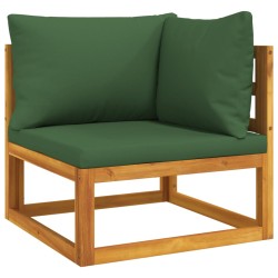 7-tlg. Garten-Lounge-Set mit Grünen Kissen Massivholz