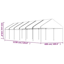 Pavillon mit Dach Weiß 13,38x4,08x3,22 m Polyethylen