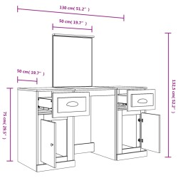 Schminktisch mit Spiegel Betongrau 130x50x132,5 cm