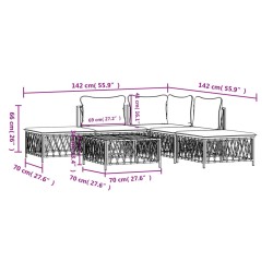 6-tlg. Garten-Lounge-Set mit Kissen Weiß Stahl