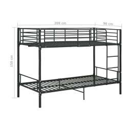 Etagenbett Schwarz Metall 90×200 cm