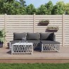 5-tlg. Garten-Lounge-Set mit Kissen Weiß Stahl