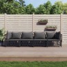 4-tlg. Garten-Lounge-Set mit Kissen Anthrazit Stahl