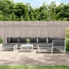 10-tlg. Garten-Lounge-Set mit Kissen Weiß Stahl