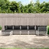 7-tlg. Garten-Lounge-Set mit Kissen Weiß Stahl