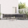 8-tlg. Garten-Lounge-Set mit Kissen Grau Poly Rattan