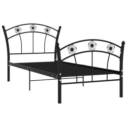 Einzelbett mit Fußball-Design Schwarz Metall 90x200 cm