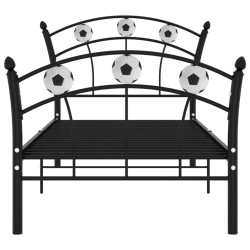 Einzelbett mit Fußball-Design Schwarz Metall 90x200 cm