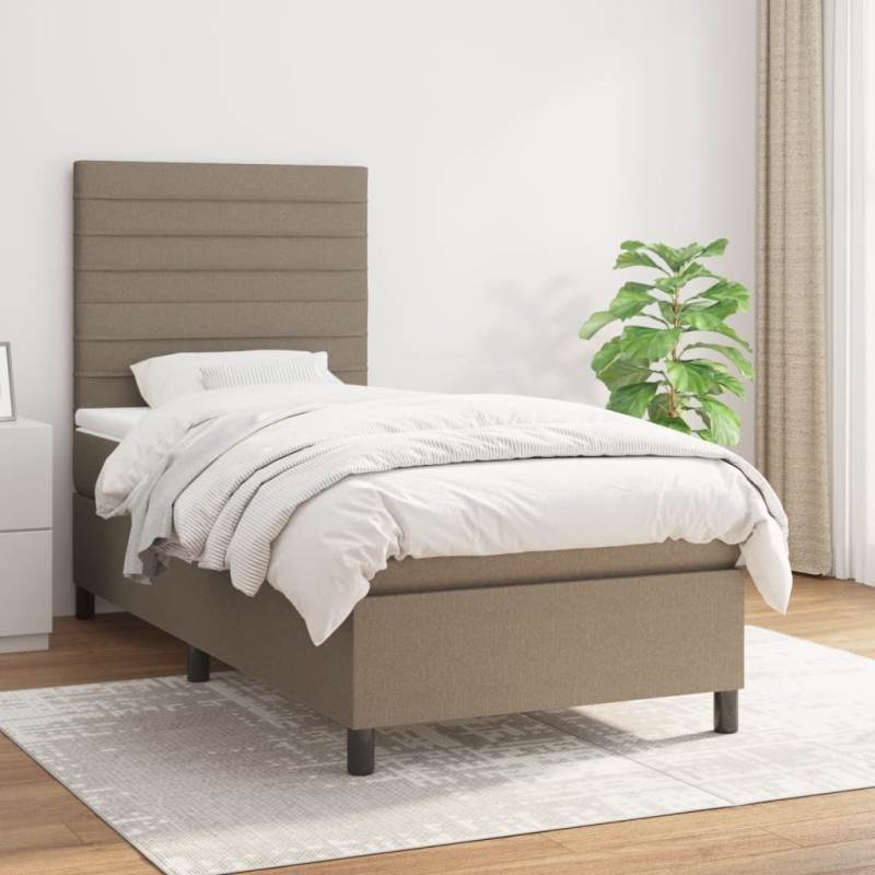 Boxspringbett mit Matratze Taupe 90x190 cm Stoff