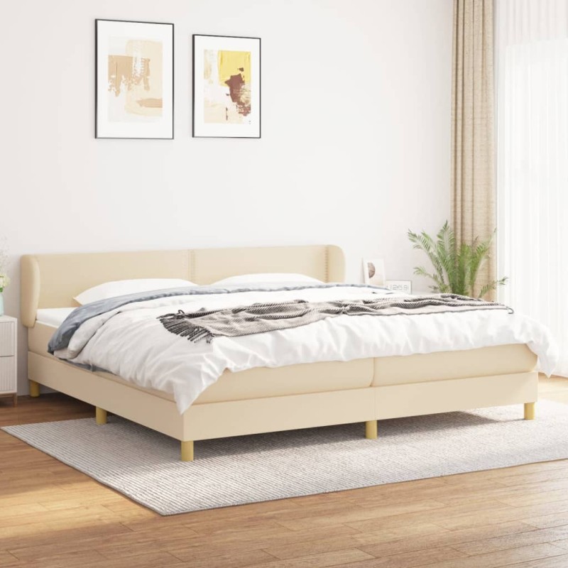 Boxspringbett mit Matratze Creme 200x200 cm Stoff