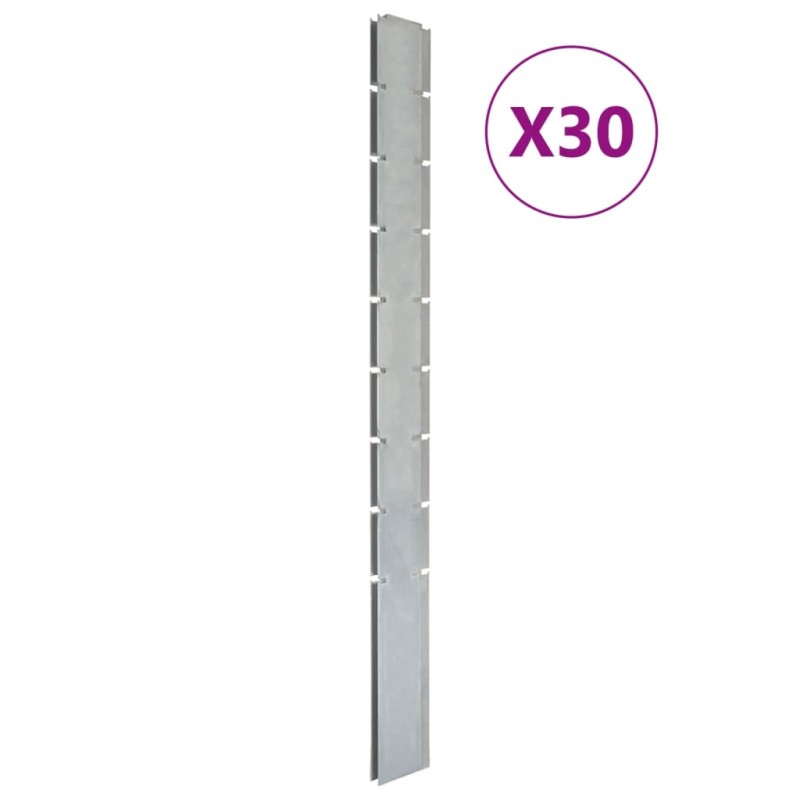 Zaunpfosten 30 Stk. Silbern 220 cm Verzinkter Stahl