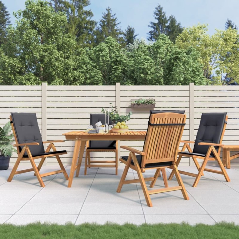 Gartenstühle mit Kissen 4 Stk. Massivholz Teak