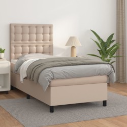 Boxspringbett mit Matratze Cappuccino-Braun 90x190cm Kunstleder