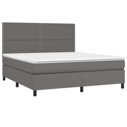 Boxspringbett mit Matratze Grau 180x200 cm Kunstleder