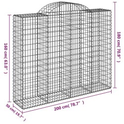 Gabionen mit Hochbogen 8 Stk. 200x50x160/180cm Verzinktes Eisen