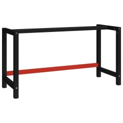 Werkbankgestell Metall 150x57x79 cm Schwarz und Rot