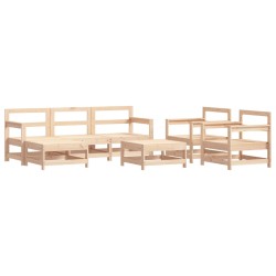 7-tlg. Garten-Lounge-Set mit Kissen Massivholz