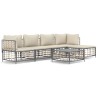 6-tlg. Garten-Lounge-Set mit Kissen Anthrazit Poly Rattan