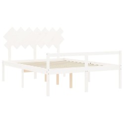 Seniorenbett mit Kopfteil 140x190 cm Weiß Massivholz