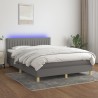 Boxspringbett mit Matratze & LED Dunkelgrau 140x190 cm Stoff