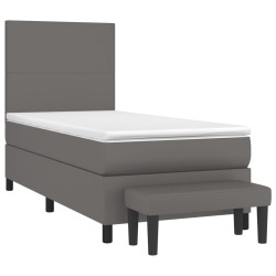 Boxspringbett mit Matratze Grau 80x200 cm Kunstleder