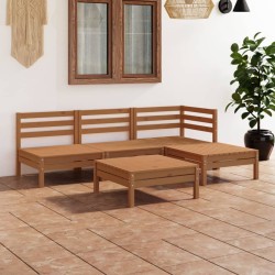 5-tlg. Garten-Lounge-Set Massivholz Kiefer Honigbraun