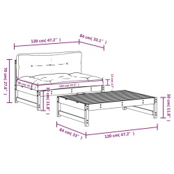 2-tlg. Garten-Lounge-Set mit Kissen Massivholz Douglasie