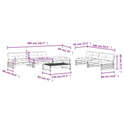 6-tlg. Garten-Lounge-Set mit Kissen Weiß Massivholz