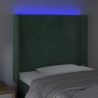 LED Kopfteil Dunkelgrün 83x16x118/128 cm Samt