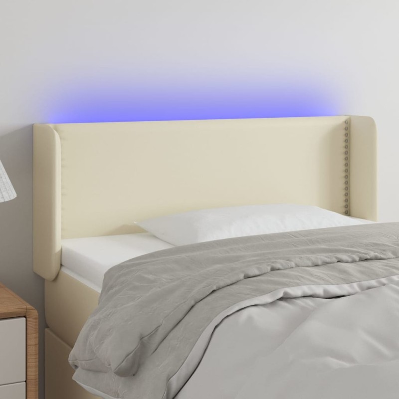 LED Kopfteil Creme 103x16x78/88 cm Kunstleder