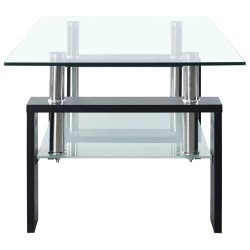 Couchtisch Schwarz Transparent 95x55x40 cm Hartglas