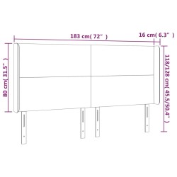 LED Kopfteil Blau 183x16x118/128 cm Stoff