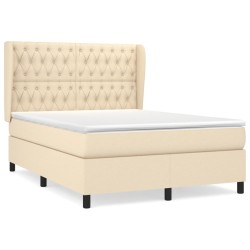 Boxspringbett mit Matratze Creme 140x190 cm Stoff