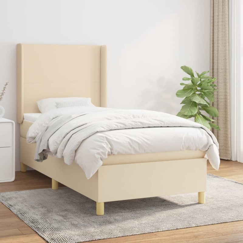 Boxspringbett mit Matratze Creme 100x200 cm Stoff