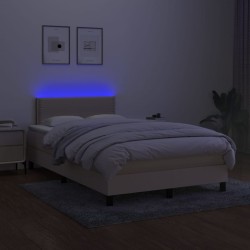 Boxspringbett mit Matratze & LED Creme 120x200 cm Stoff