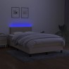 Boxspringbett mit Matratze & LED Creme 120x200 cm Stoff