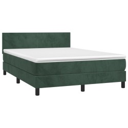 Boxspringbett mit Matratze & LED Dunkelgrün 140x190 cm Samt